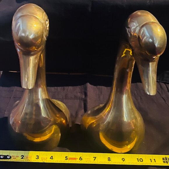 Vintage Large Brass Swan Bookends - Picture 4 of 7
